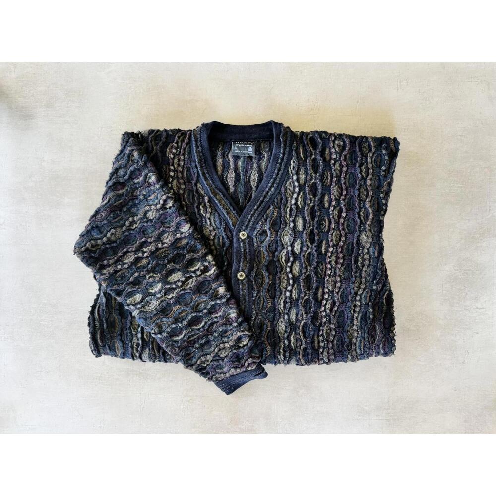 Official Coogi Cardigan L | 90s 3D Knit Button Front